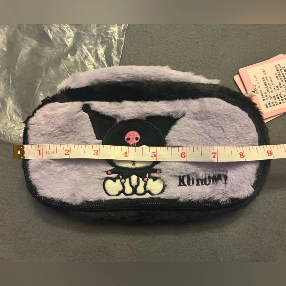 NWT Kawaii Sanrio Kuromi Plush Fuzzy Pencil Pouch